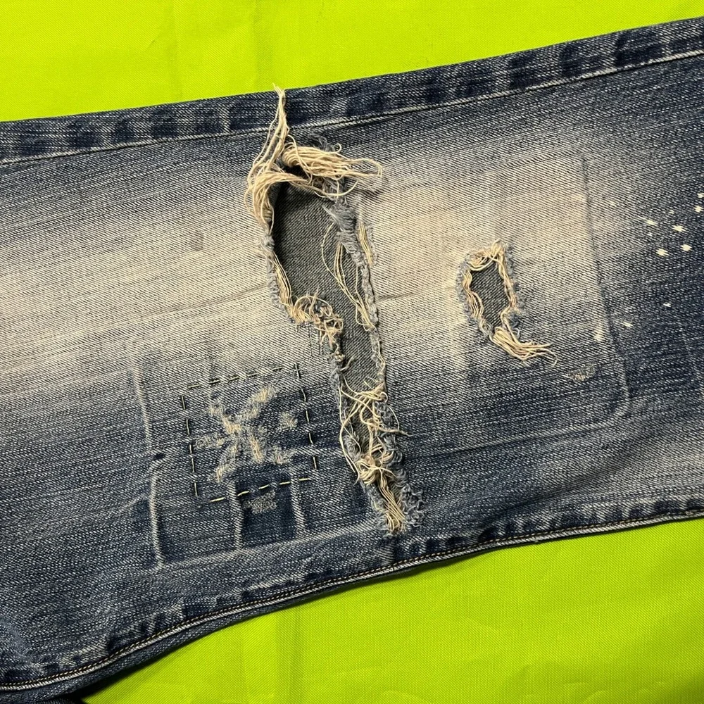 XY Xray Jeans Mens 36 Distressed Relaxed Fit Blue Denim Y2K Grunge Skater